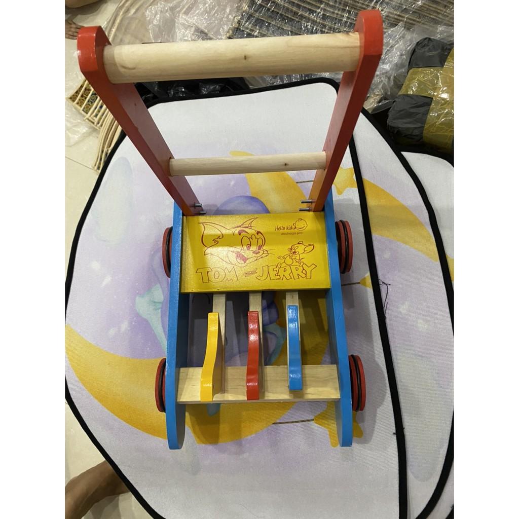 Xe tập đi 3 con chim bằng gỗ tự nhiên cho bé - xe tập đi con gà