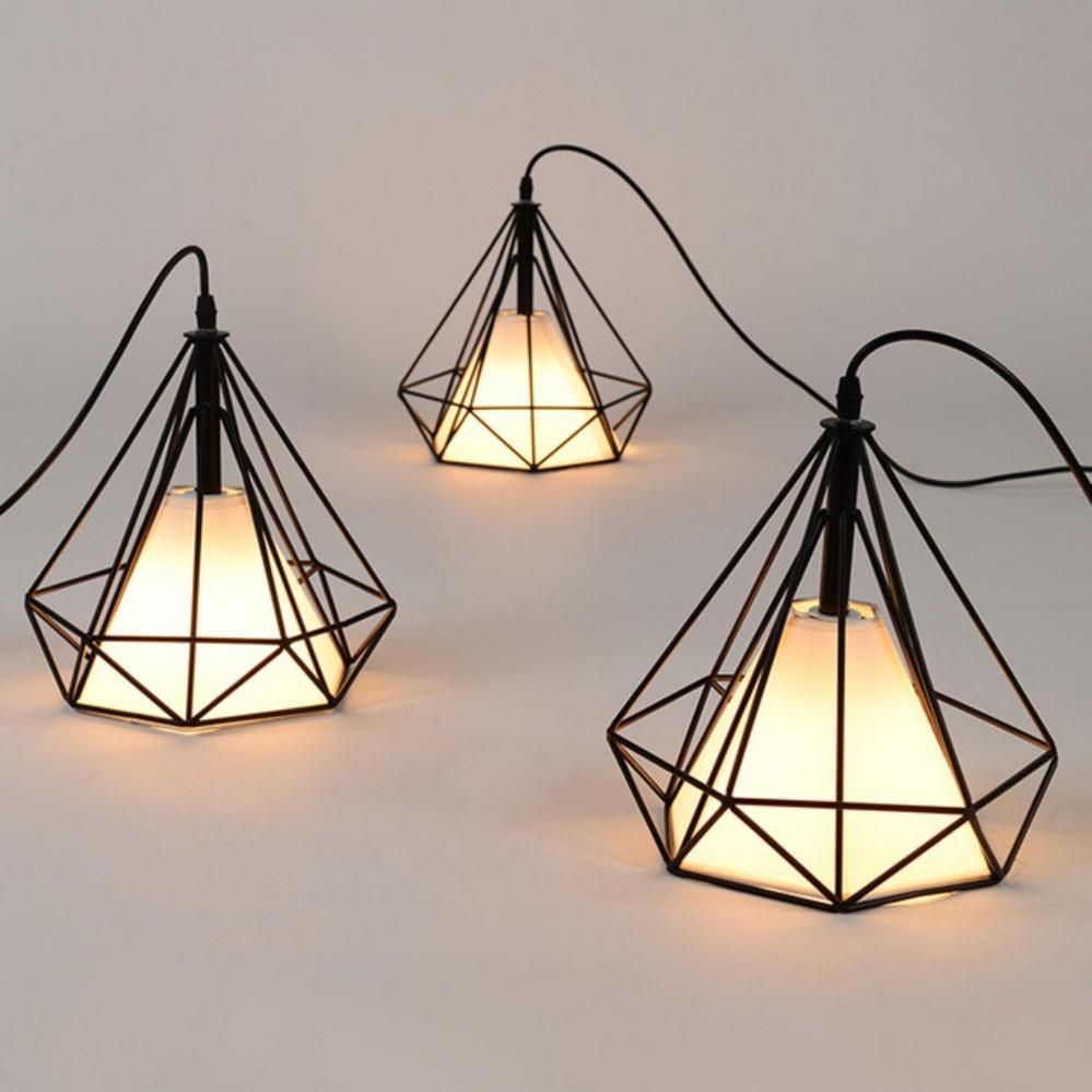 Đèn thả kim cương lồng vải