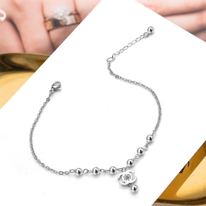 Lắc chân nữ bi tòn ten WLC126 Không đen không gỉ sét