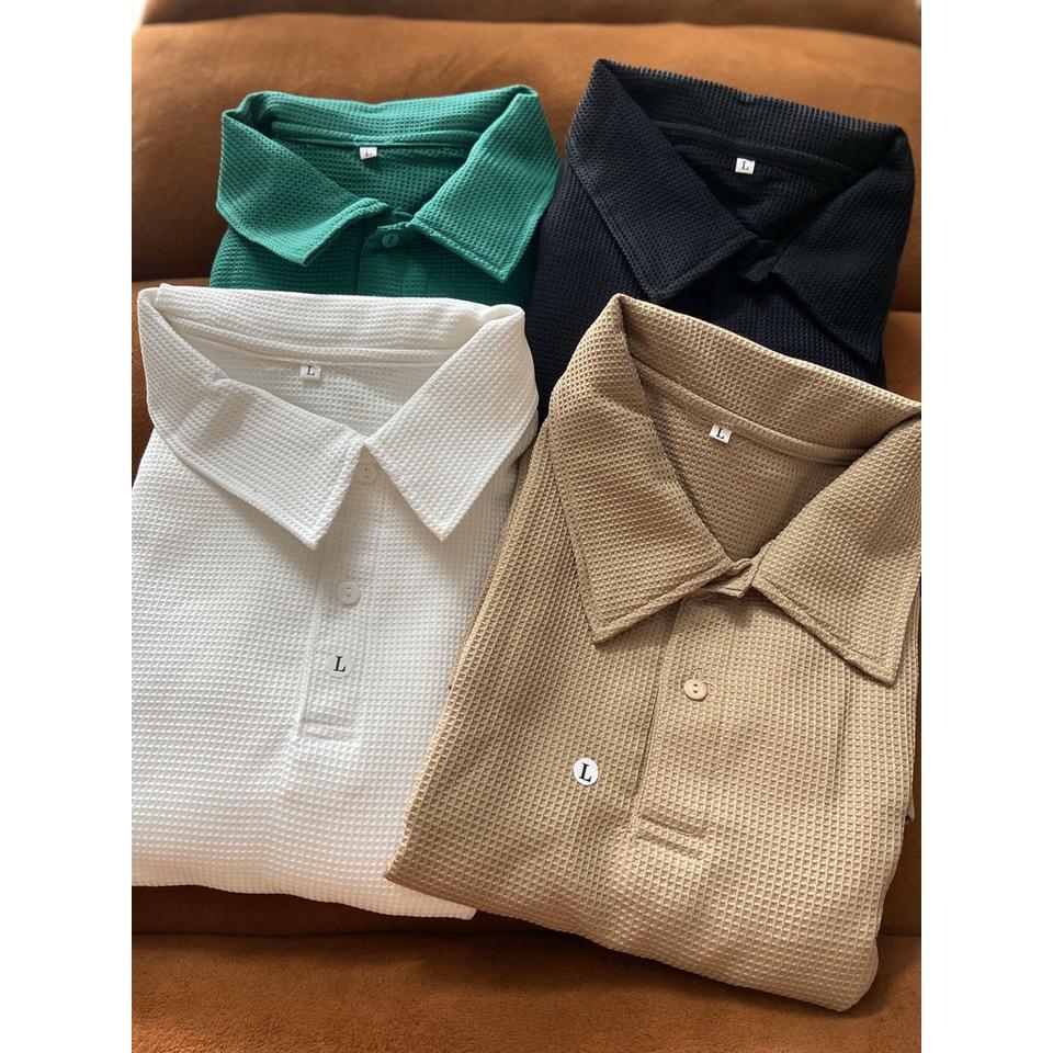 Áo polo thể thao vải tổ ong from đứng , Áo cổ trụ chất liệu vải tổ ong không co giãn