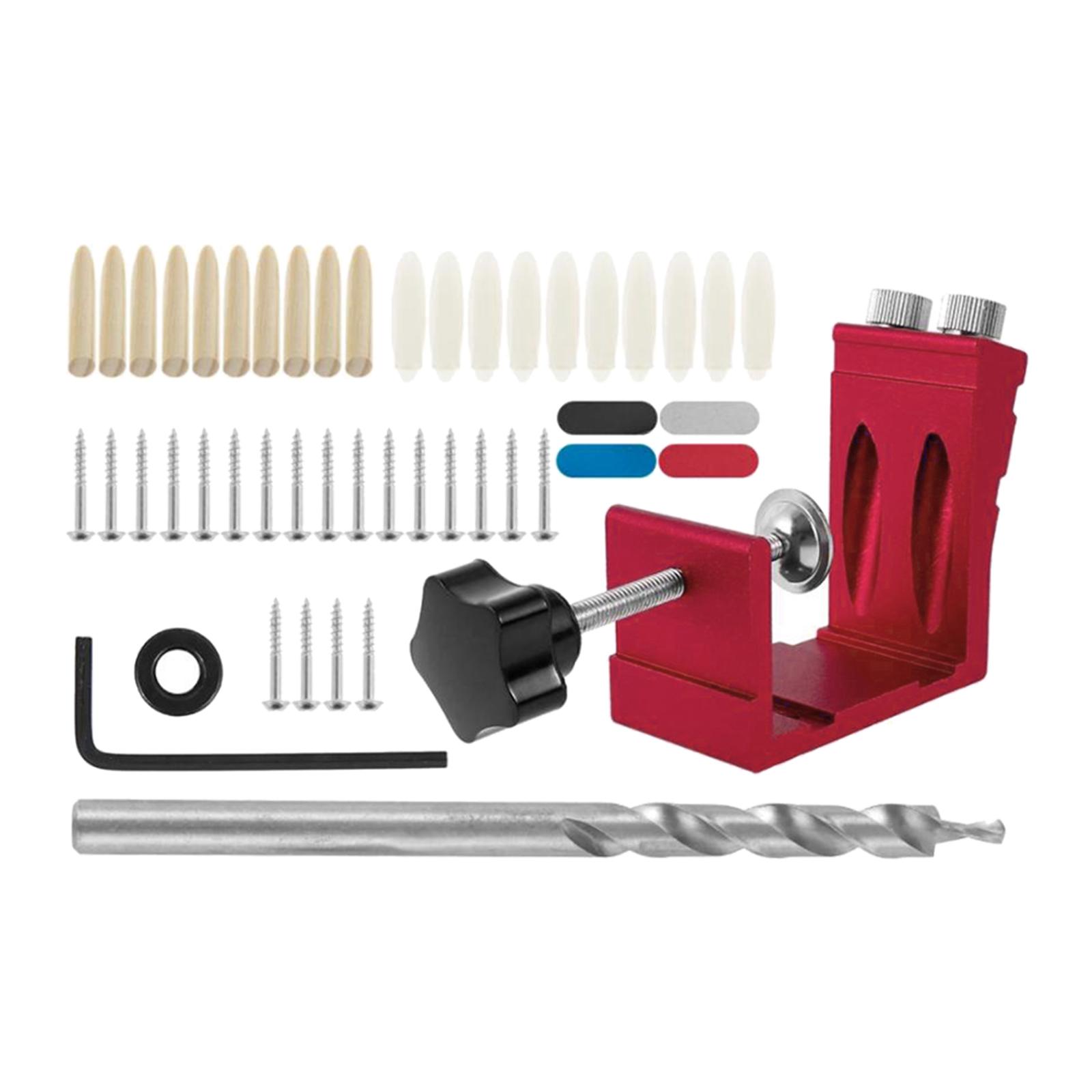 Carpenters 15 Degree Pocket Hole Jig Kit Dowel Oblique Drill Wood Tool Woodworking Locator