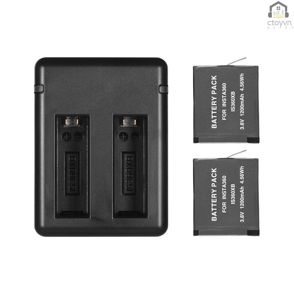 Bộ sạc pin máy ảnh hai pin với 2 pin USB cho Insta360 one X