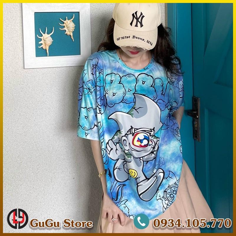 Áo thun nam nữ loang màu tay lỡ form rộng hình thỏ Rabbit-Áo thun unisex form rộng