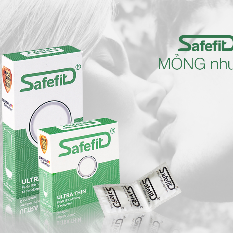 Bao cao su siêu mỏng Safefit Untrathin - hộp 12 chiếc