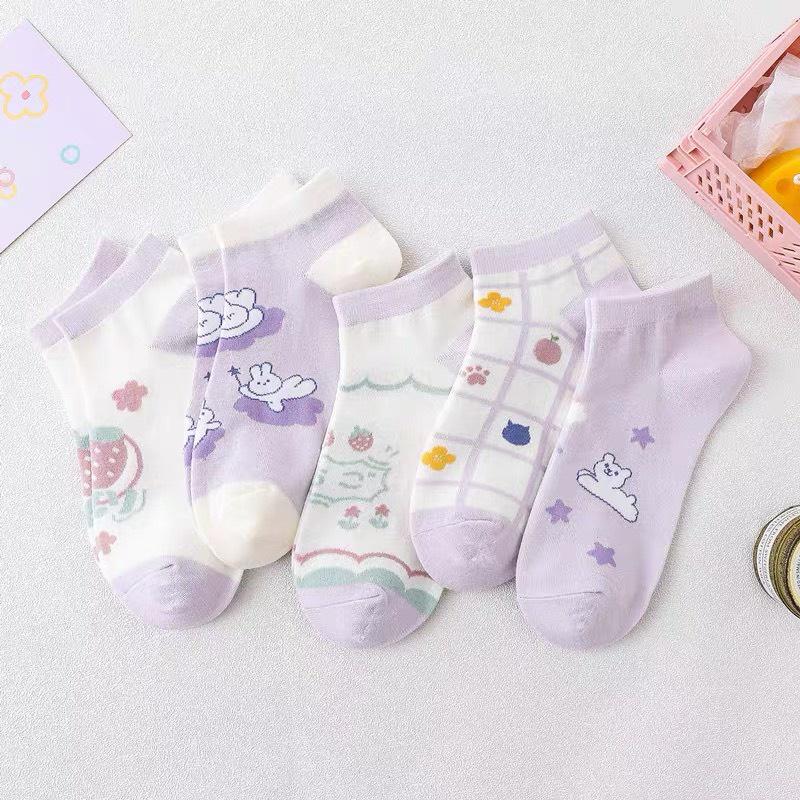 Set Vớ Tất Nam Nữ Ngắn Tím Tất Cổ Ngắn Cotton Trơn Cá Tính Phong Cách Đường Phố Hot Trend Vớ Ngắn Cổ  Ulzzang