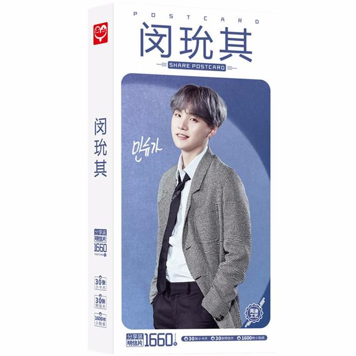 Postcard Suga 1660 ảnh  nhóm BTS hộp ảnh thiết kế sang trọng phong cách thời trang cá tính Hàn quốc tặng hình thiết kế Vcone