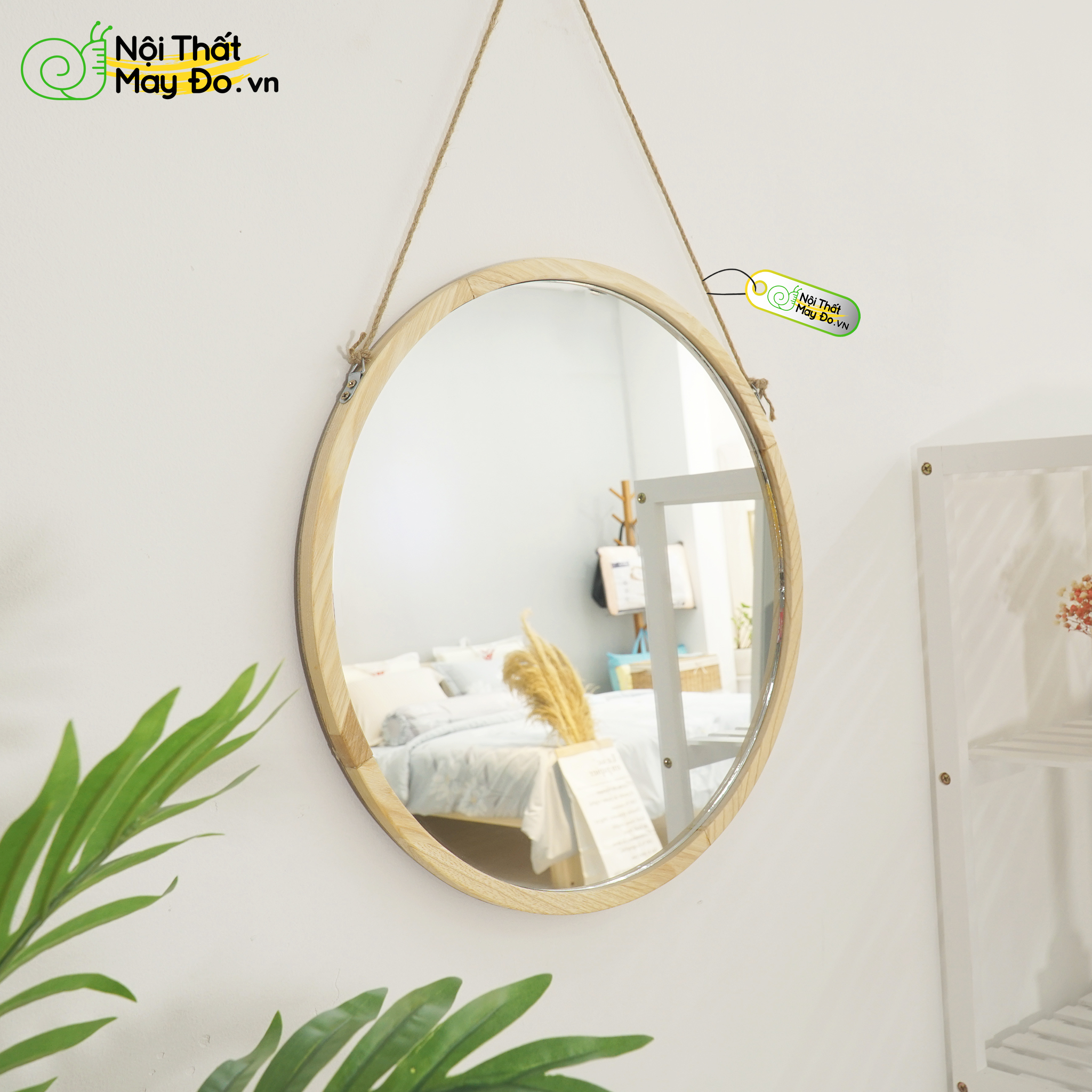 Gương Tròn Treo Tường - Circle Mirror D50 - Thiết Kế Dây Treo Sang Trọng - Đường Kính 50cm - Có 3 màu lựa chọn