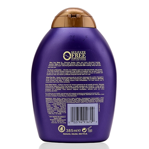 Dầu Gội OGX Biotin &amp; Collagen Think Full 385ml + LƯỢC