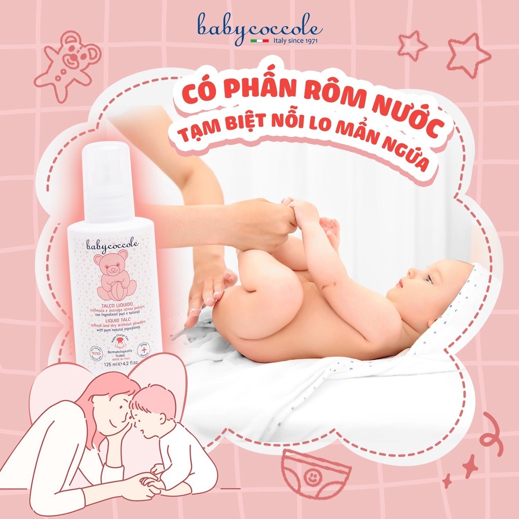 Phấn rôm Babycoccole 0M+ cho bé an toàn cho trẻ sơ sinh dạng nước chiết xuất tinh bột bắp 125ml