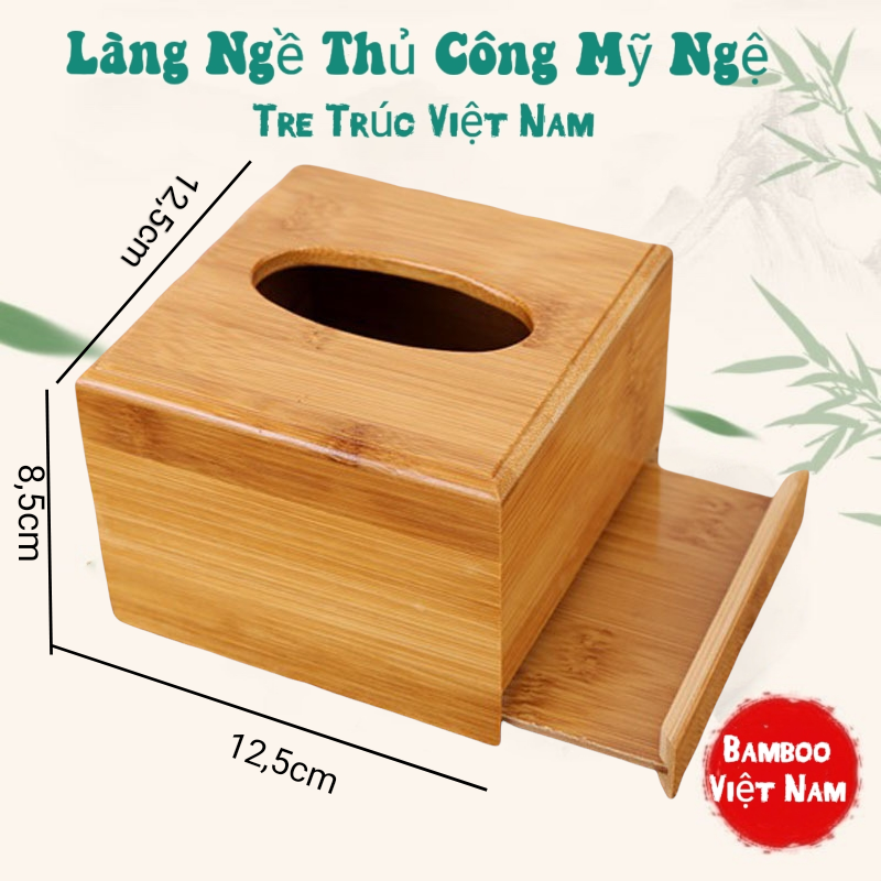 Hộp Đựng Khăn Giấy Chữ Nhật Và Vuông Làng Ngề Gỗ Tre Trúc Hàng Việt Nam Sản Xuất - VN Bamboo and Craft