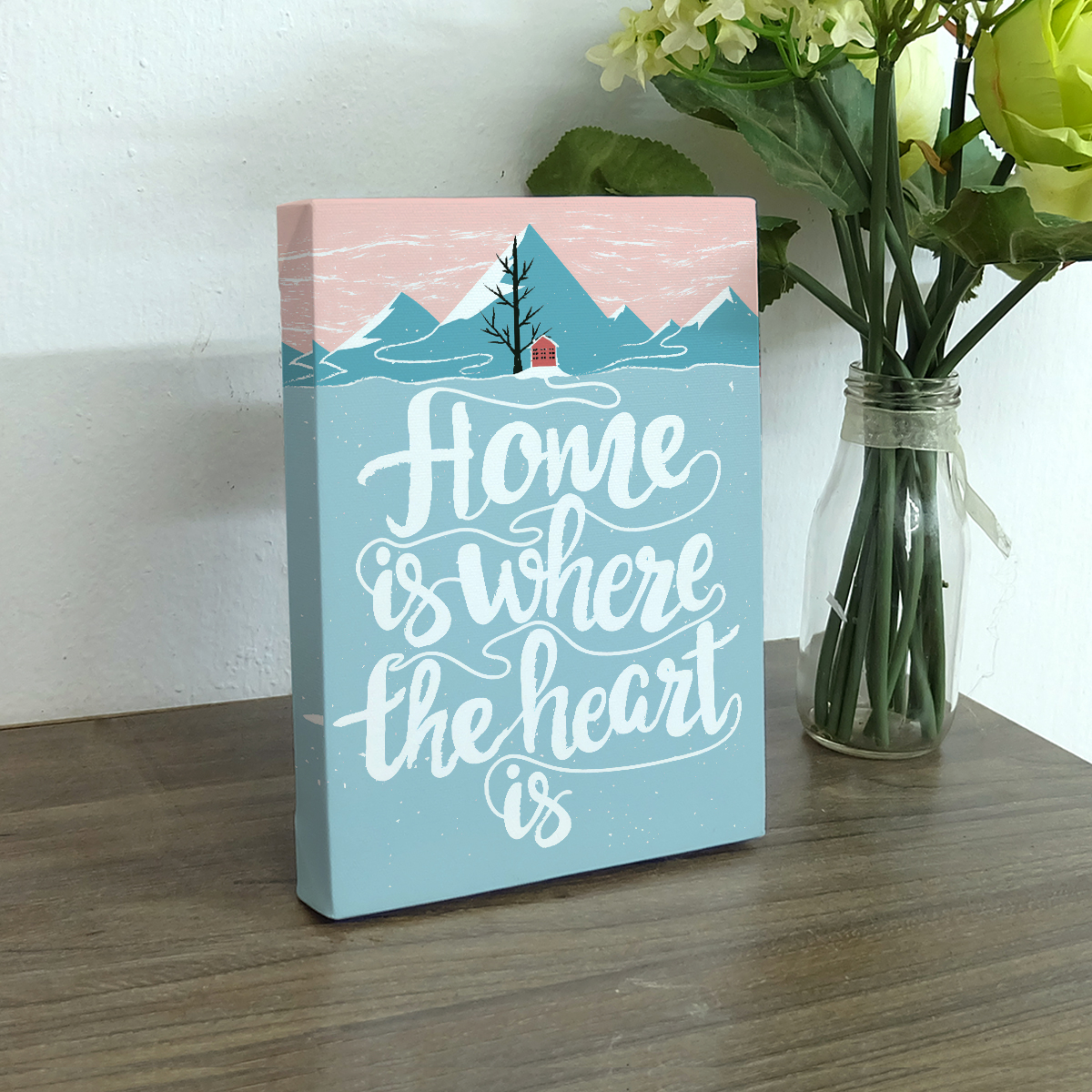 Tranh để bàn slogan tạo động lực Cocopic TPE007-DB home is where the heart is