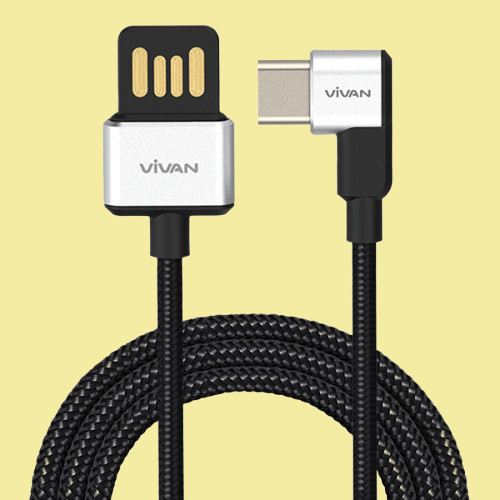 Dây cáp sạc truyền dữ liệu Vivan USB Type C | Cáp chữ L gập 90 độ màu Trắng/Đen 5V - 3A Gọn Tay | Cho thiết bị di động/điện thoại Android (Samsung, Xiaomi, LG, vv) - Hàng Chính Hãng