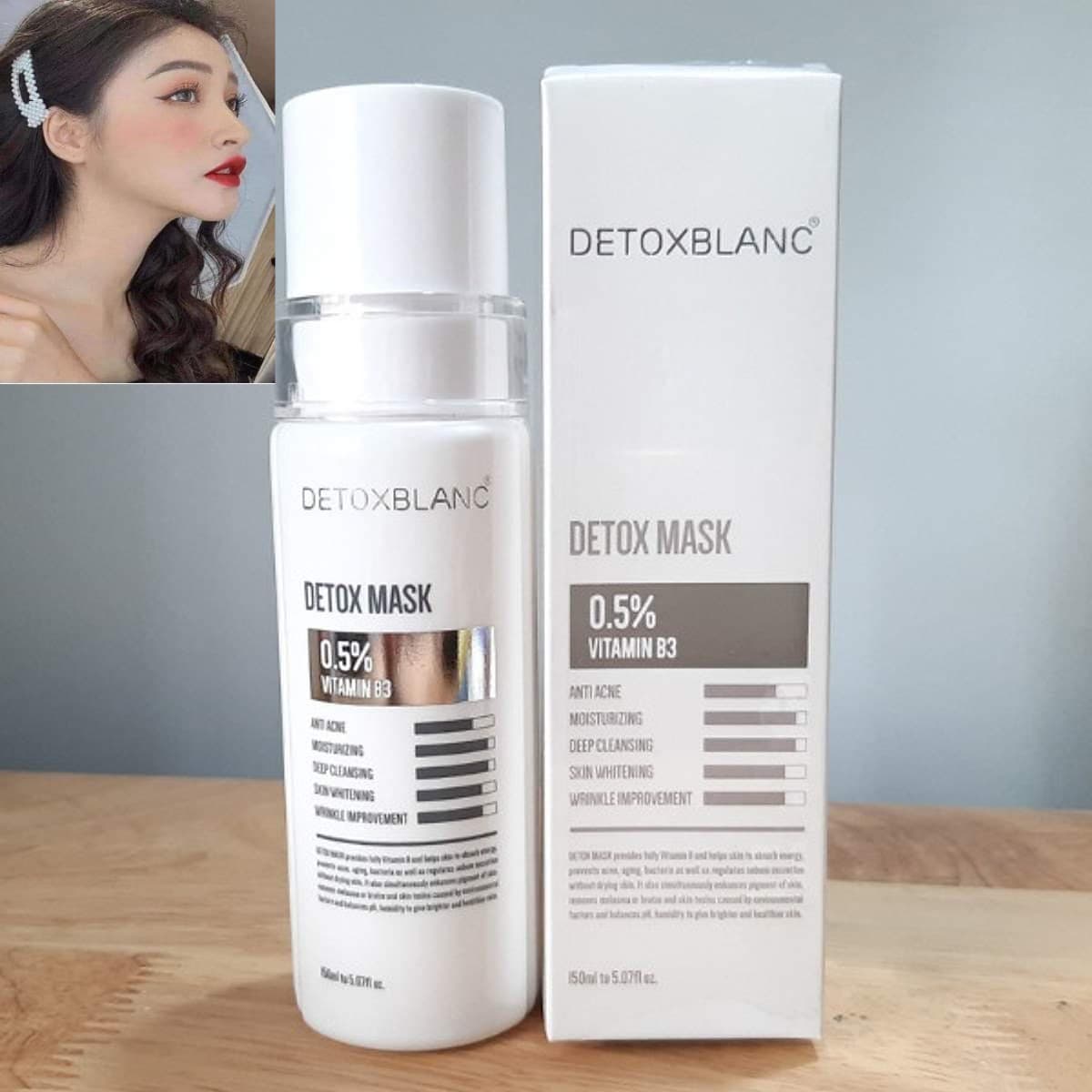  Mặt Nạ Thải Độc Trắng Da Ngừa Mụn Nám Detox BlanC: Detox Mask (mẫu mới) + Tặng kèm Kẹp tóc Ngọc Trai hot trend