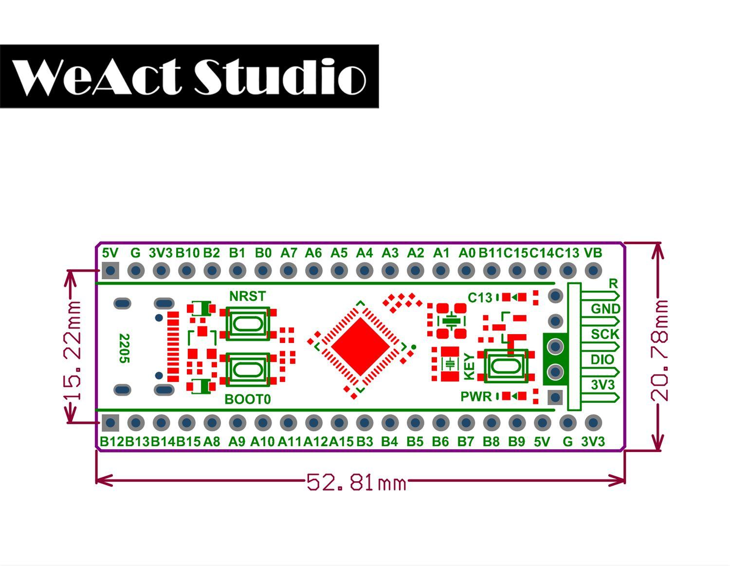 WeAct BlackPill STM32F411CEU6 STM32F4 STM32 Core Board Learning Board Development Micropython