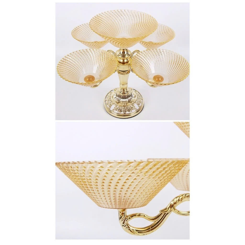 Khay Đựng Mứt Tết 2 Tầng 5 Cánh Mạ Vàng Cao Cấp – Khay Trái Cây, Bánh Kẹo, Hạt Khô Sang Trọng Trang Trí Phòng Khách - HÀNG CHÍNH HÃNG MINIIN