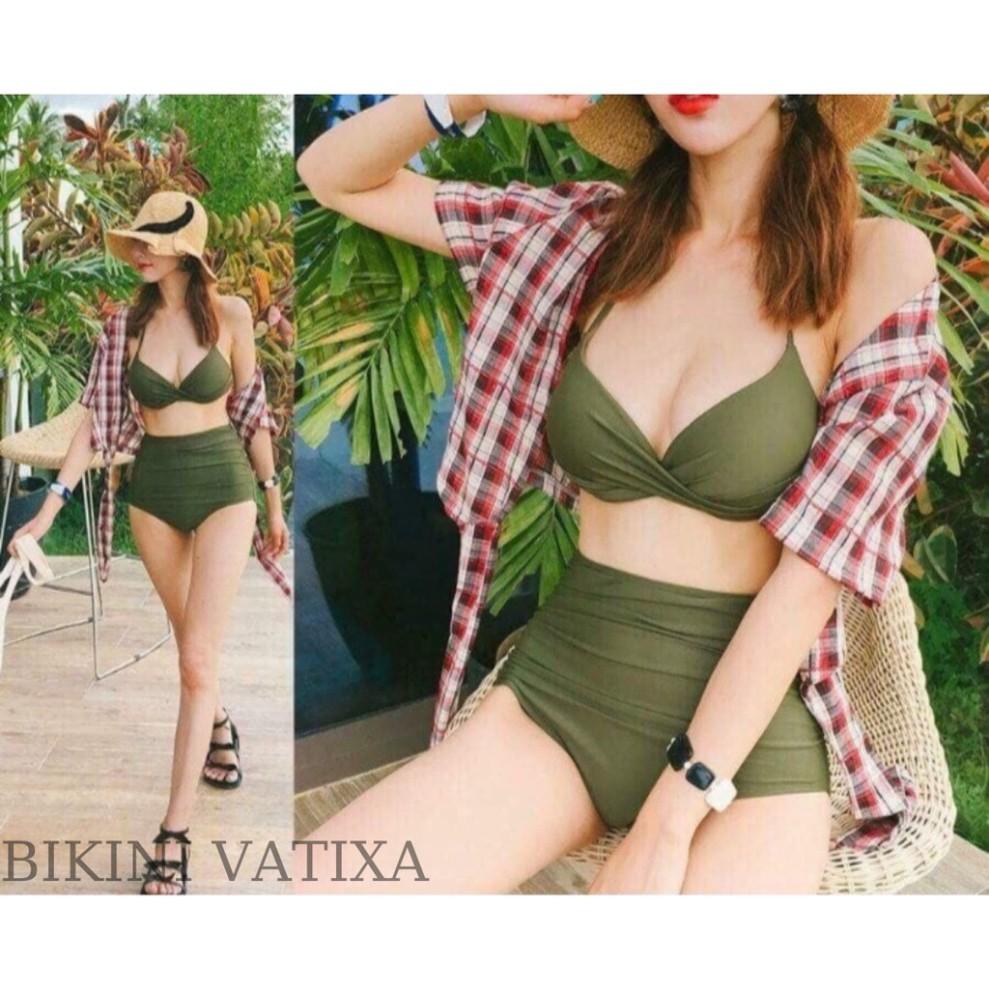 Set bikini cạp cao quần nhúng che bụng Bikini, đồ bơi VATIXA BKN10