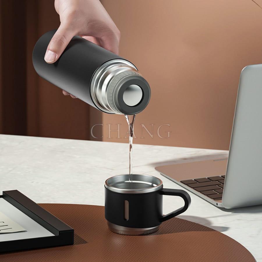Bình Giữ Nhiệt Cao Cấp 500ML Lõi Inox Cao Cấp Tặng Kèm 2 Cốc, Fullbox Làm Quà Tặng Sang Trọng
