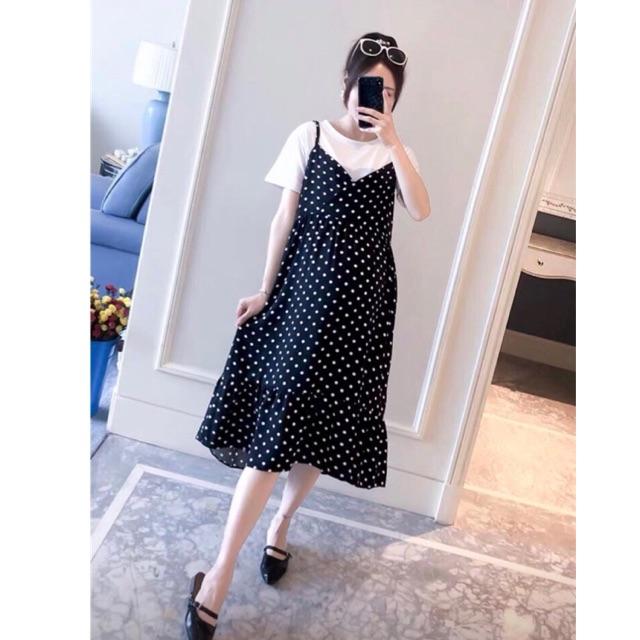 Váy bầu dạng yếm dáng maxi 45-65kg