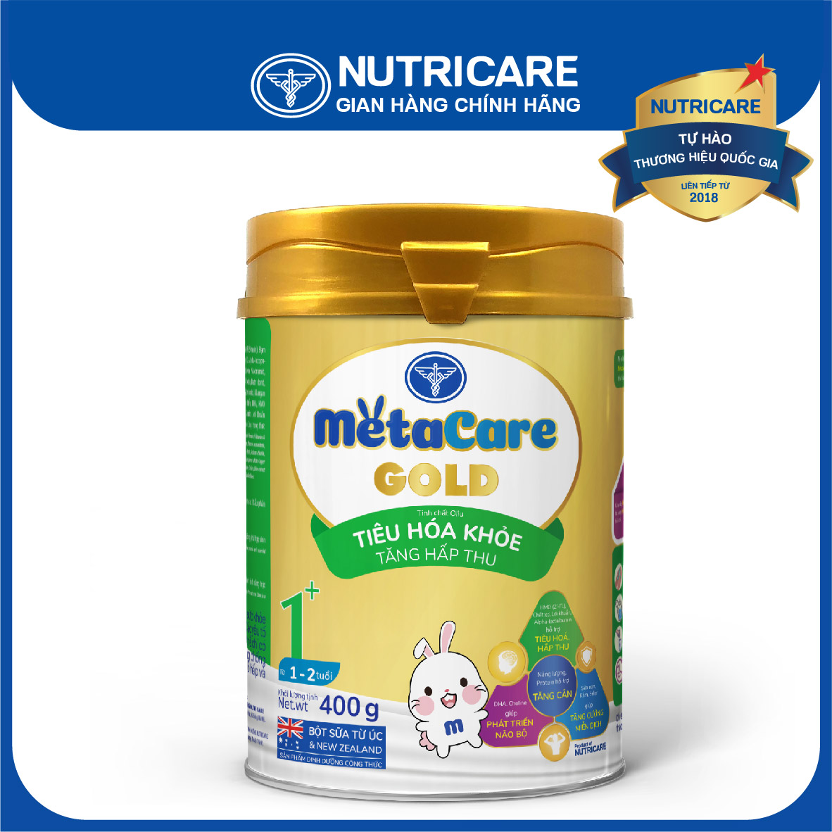 Sữa bột Nutricare MetaCare Gold 1+ tiêu hóa khỏe tăng hấp thu 400g