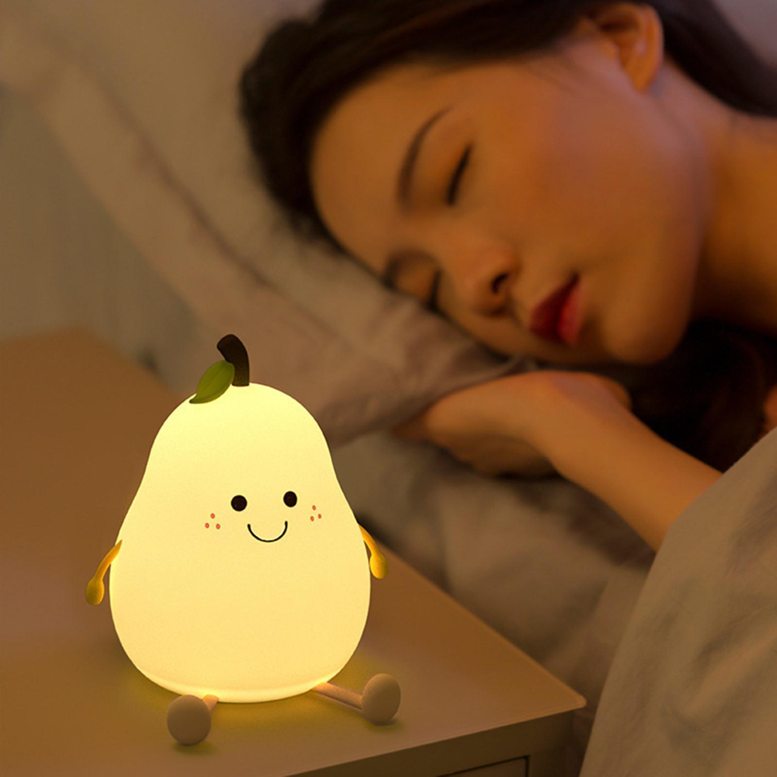 LED Pear Night Light Dimming Color Changing USB Bedside Lamp for Sleeping