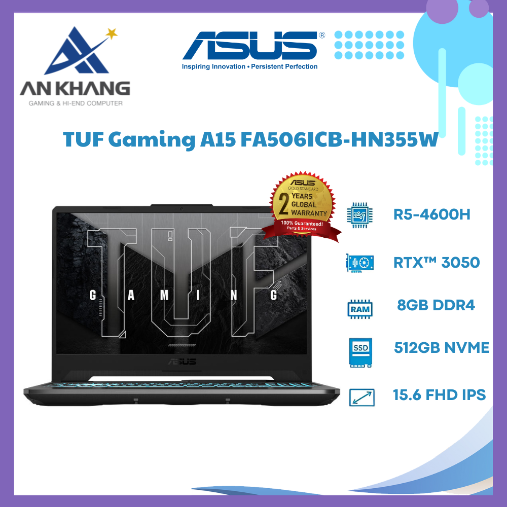 Laptop Asus TUF Gaming A15 FA506ICB-HN355W (R5-4600H/RAM 8GB/512GB SSD/VGA 4GB/Win11) - Hàng Chính Hãng - Bảo Hành 24 Tháng