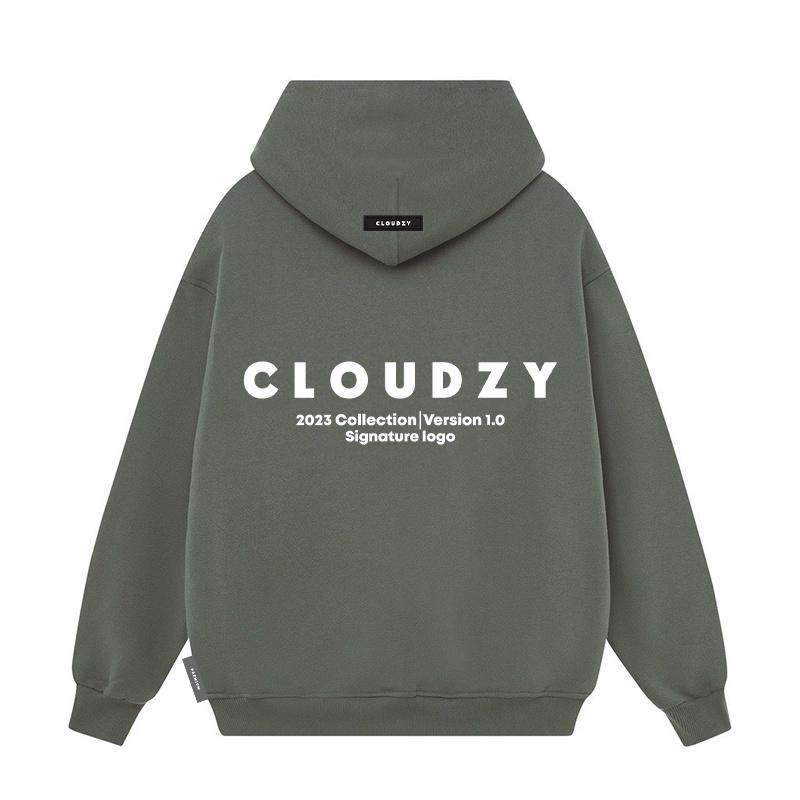 Áo hoodie nam nữ local brand unisex cặp đôi nỉ ngoại cotton form rộng có mũ xám đen dày cute zip SIGNATUTE LOGO V1