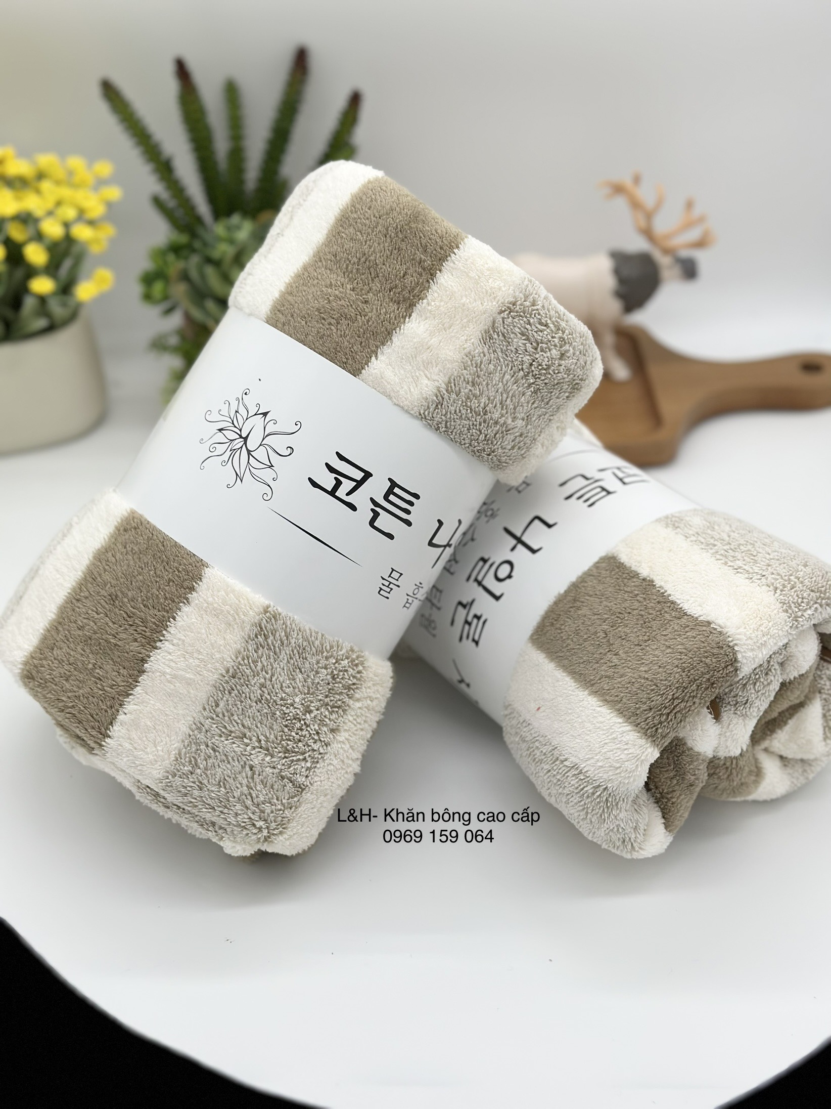 Khăn tắm lông cừu, kẻ sọc to, KT 70x140cm