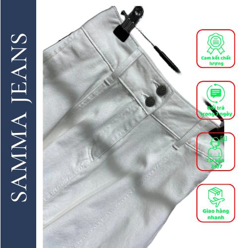 Chân Váy Jean Dáng Xòe Dài V4_Váy bò dáng dài chuẩn phom, mẫu mới nhất thương hiệu SAMMA JEANS - Wht