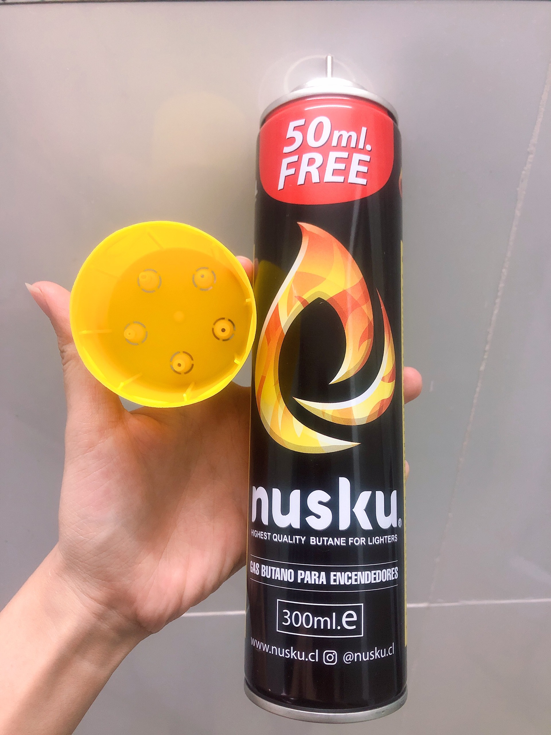 Bình gas bơm chuyên cho Bật lửa hột quẹt Nusku 300ml