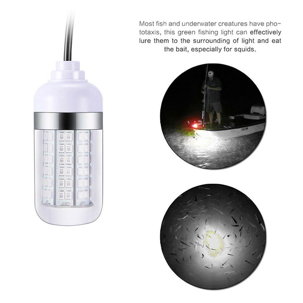 2x 12V 108 LEDs Submersible Fishing Light Underwater Fish Finder Lamp with 5m Cord And Battery Clip Fishing Light Boat Attract Fishes