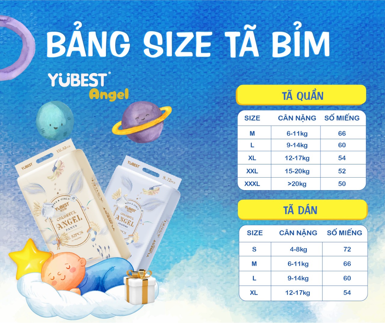 Com bo 2 bich ta quan yubest angel size l 60 mieng 9-14kg