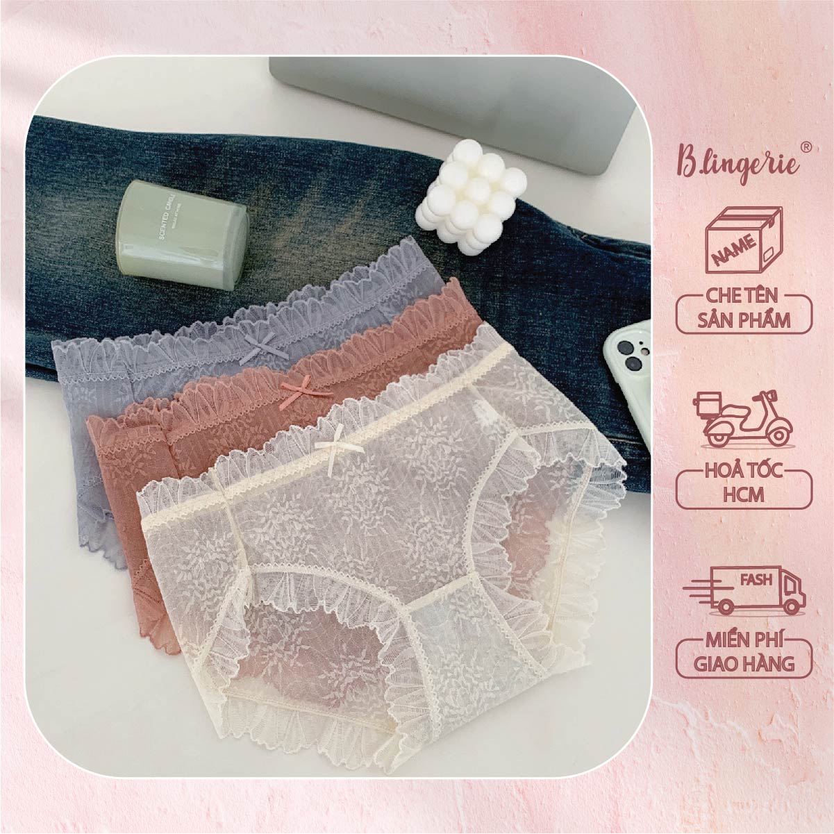 Quần Lót Ren Hoa Thanh Lịch - B.Lingerie