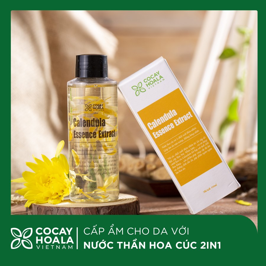 Nước thần hoa cúc 2in1 Calendula Essence Extract- Sáng da, cấp ẩm, se khít lỗ chân lông Cocayhoala 100ml