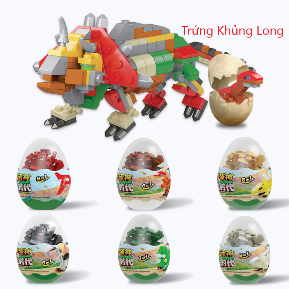 [6 TRỨNG KHỦNG LONG] BỘ ĐỒ CHƠI LẮP GHÉP XẾP HÌNH  Khủng Long, Lắp Ghép Khủng Long, Lắp Ráp Khủng Long