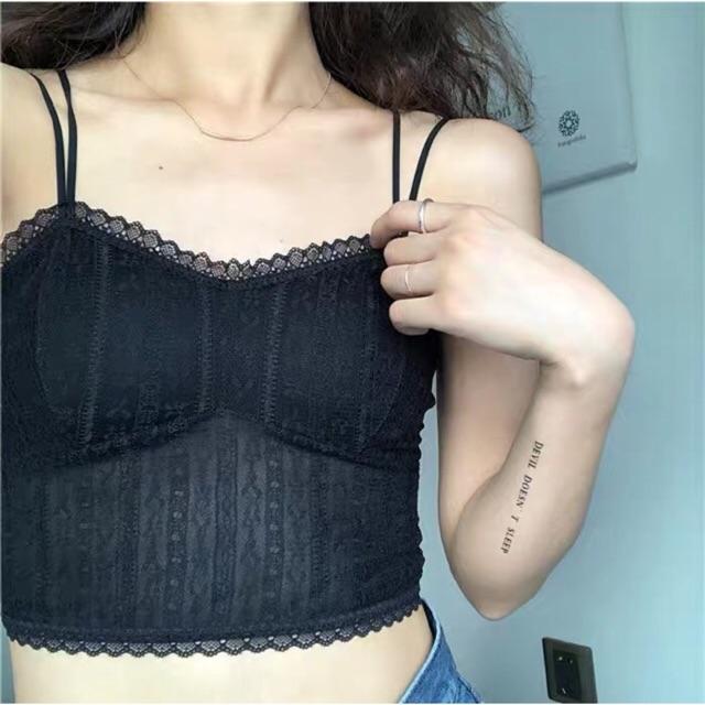 Áo Bralette Mút Mỏng Phối Ren Croptop