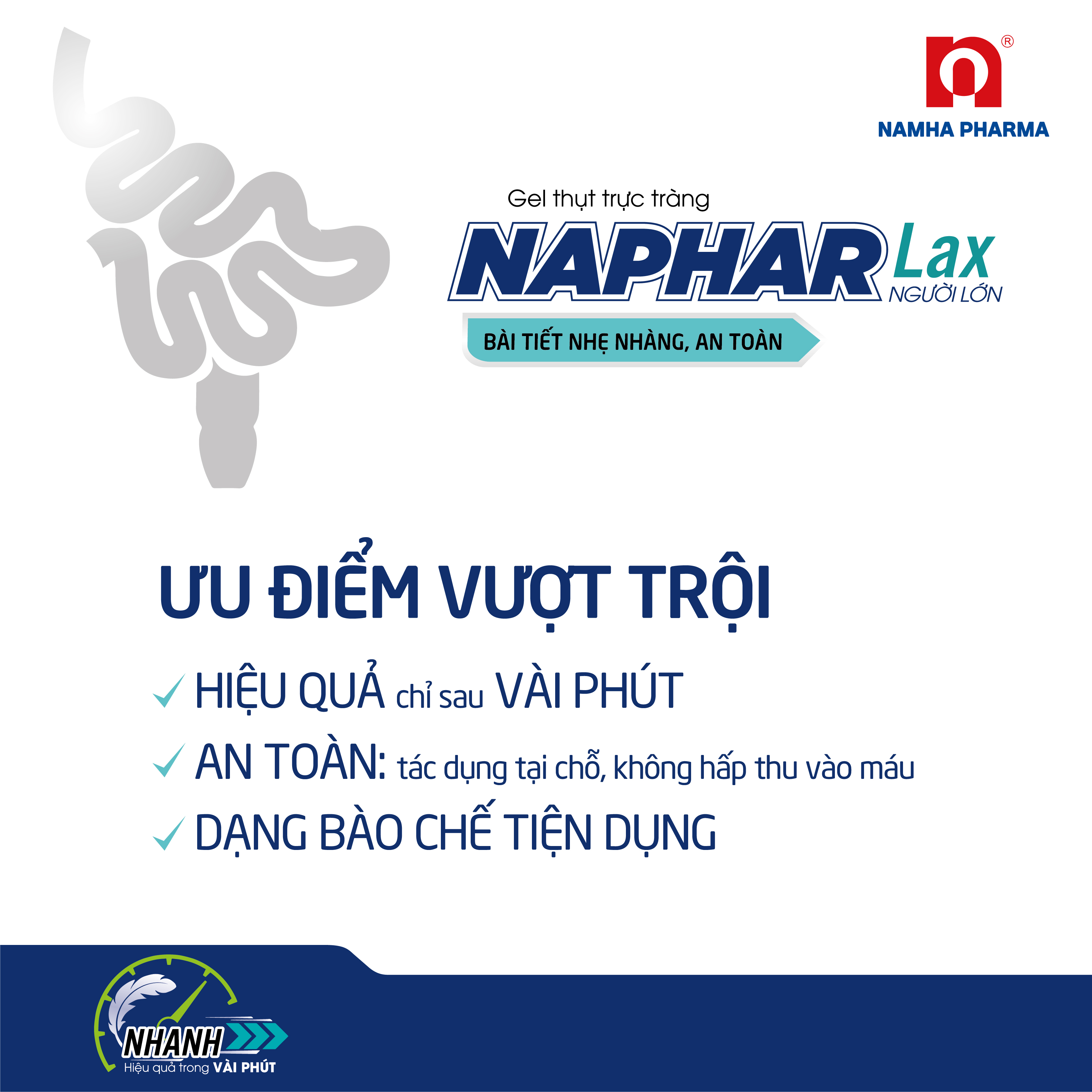 [HỘP 20 TUÝP] Gel thụt táo bón Naphar Lax Người lớn, Tuýp 8gr