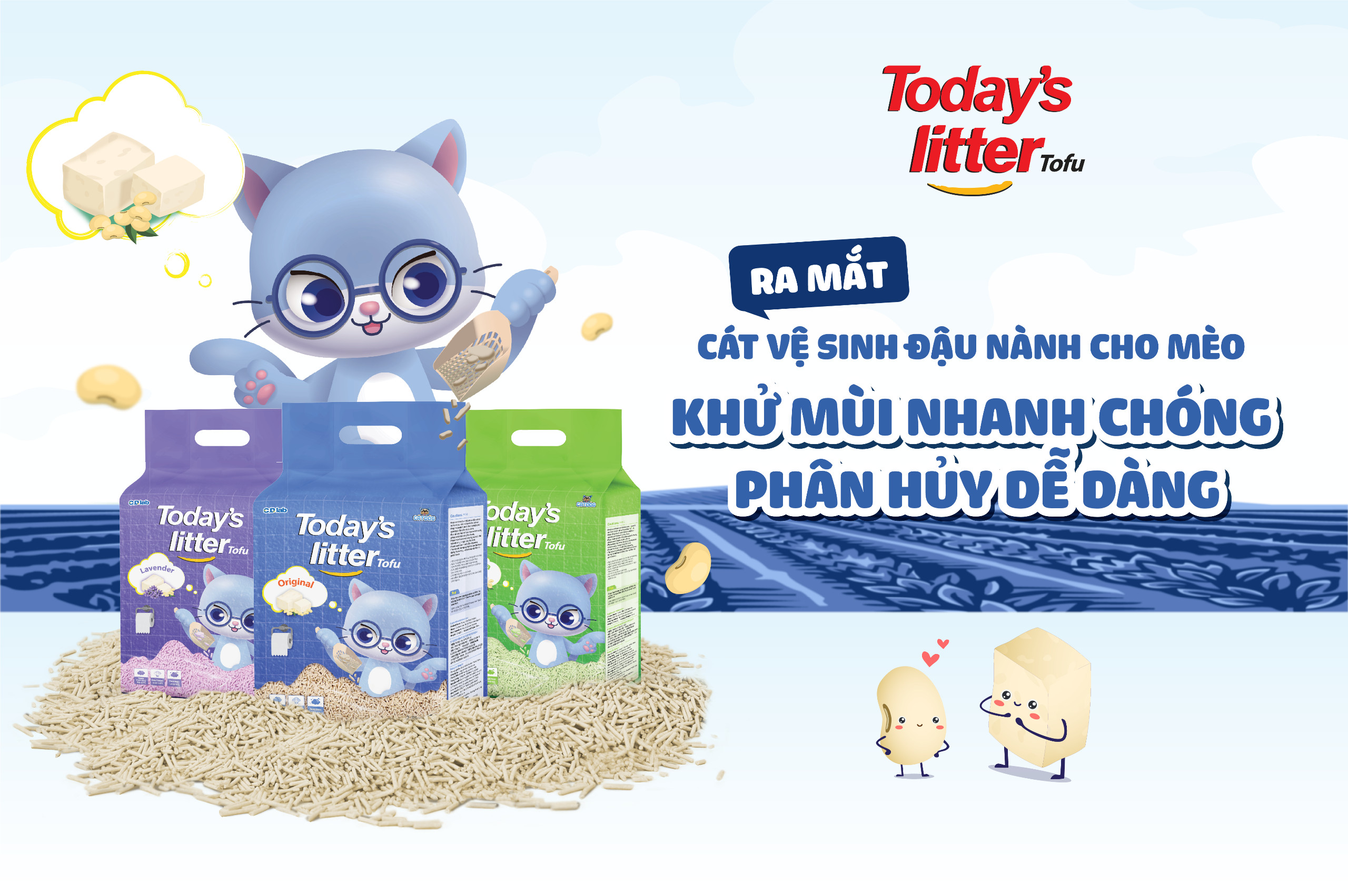 TODAY'S LITTER - Cát vệ sinh từ đậu nành tự nhiên cho mèo, KHỬ MÙI TỐT, VÓN NHANH , 7Lít