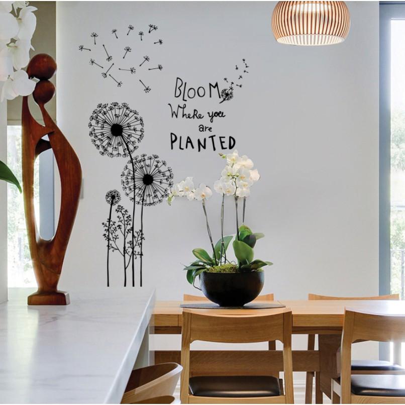 Decal dán tường trang trí - HOA BỒ CÔNG ANH TRẮNG ĐEN BLOM
