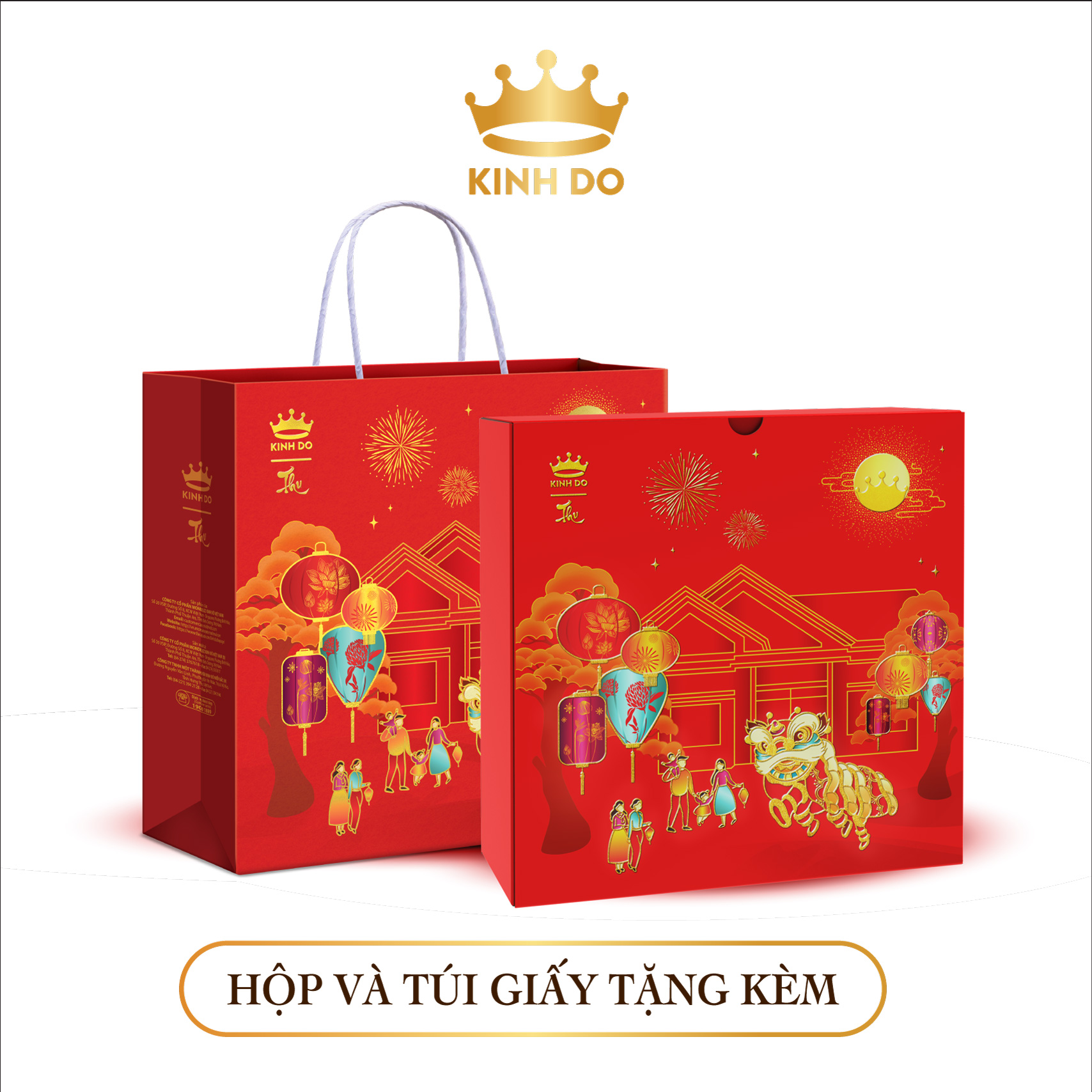 Tặng lồng đèn giấy - Hộp 4 bánh trung thu Kinh Đô &quot;Thưởng Trà Ngắm Trăng&quot; (4 bánh x 210g)