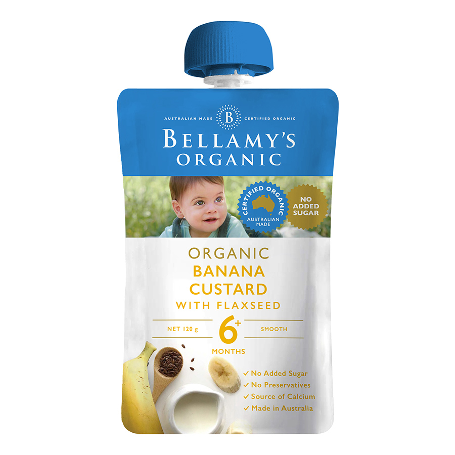 Hỗn Hợp Kem Sữa Chuối Với Hạt Lanh Hữu Cơ Bellamy's Organic (120g)