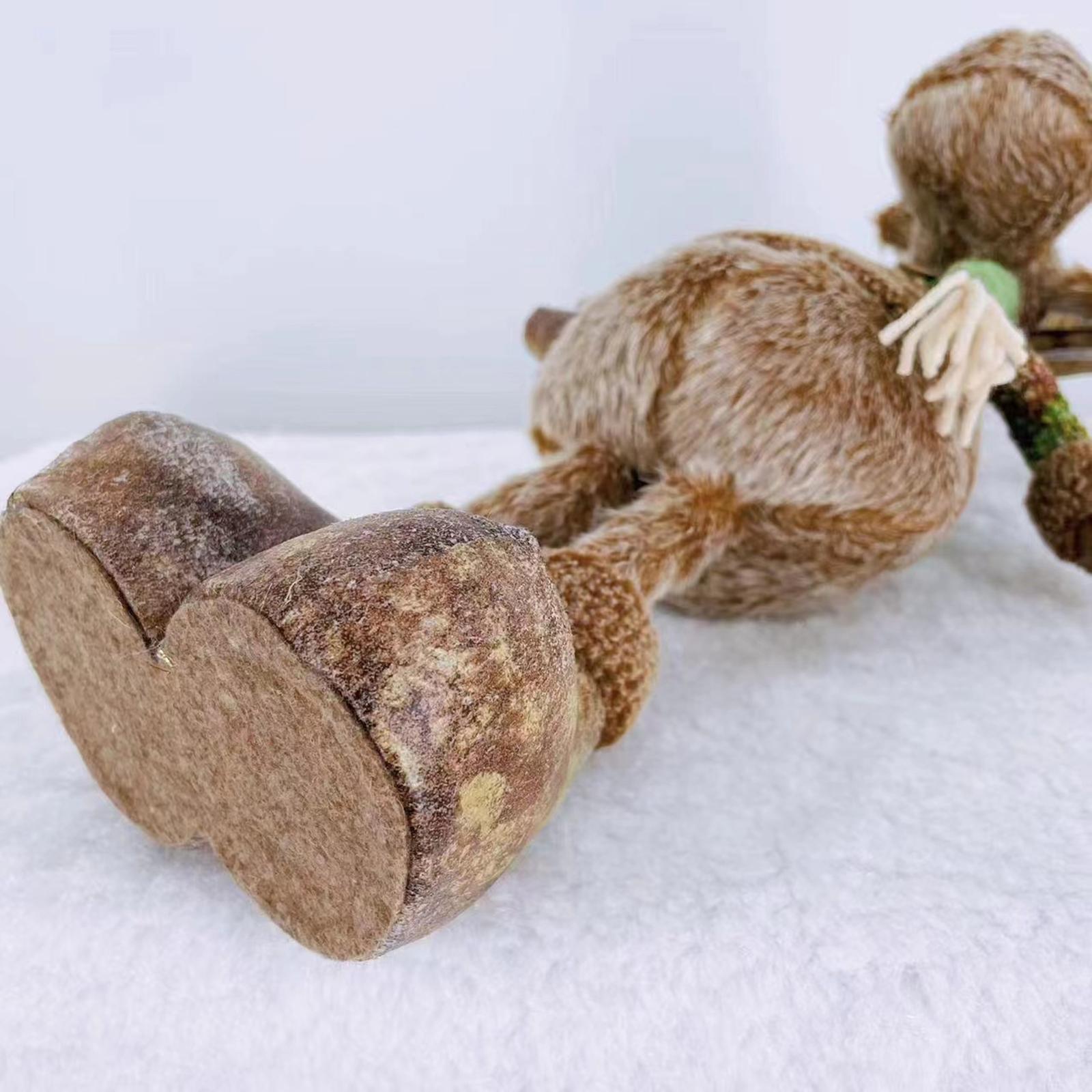 Christmas Reindeer Plush Toy Standing Doll Statue Stuffed Animal Hanging Sculpture for Bedroom Farmhouse Decoration