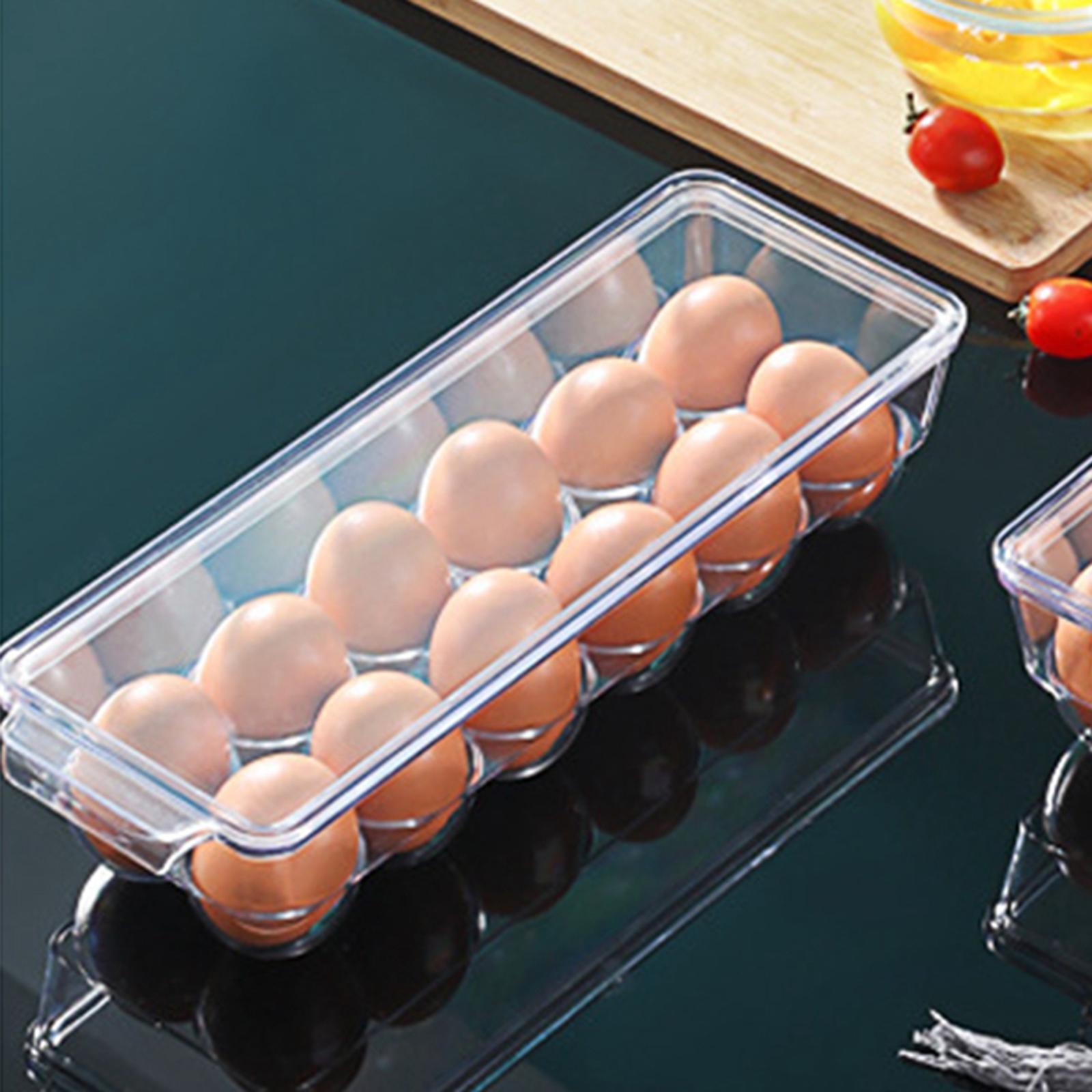 Egg Holder Tray, Egg Tray with Lid, Egg Holder Storage Tray Transparent Save Space Refrigerator Egg Organizer, Eggs Container, for Kitchen