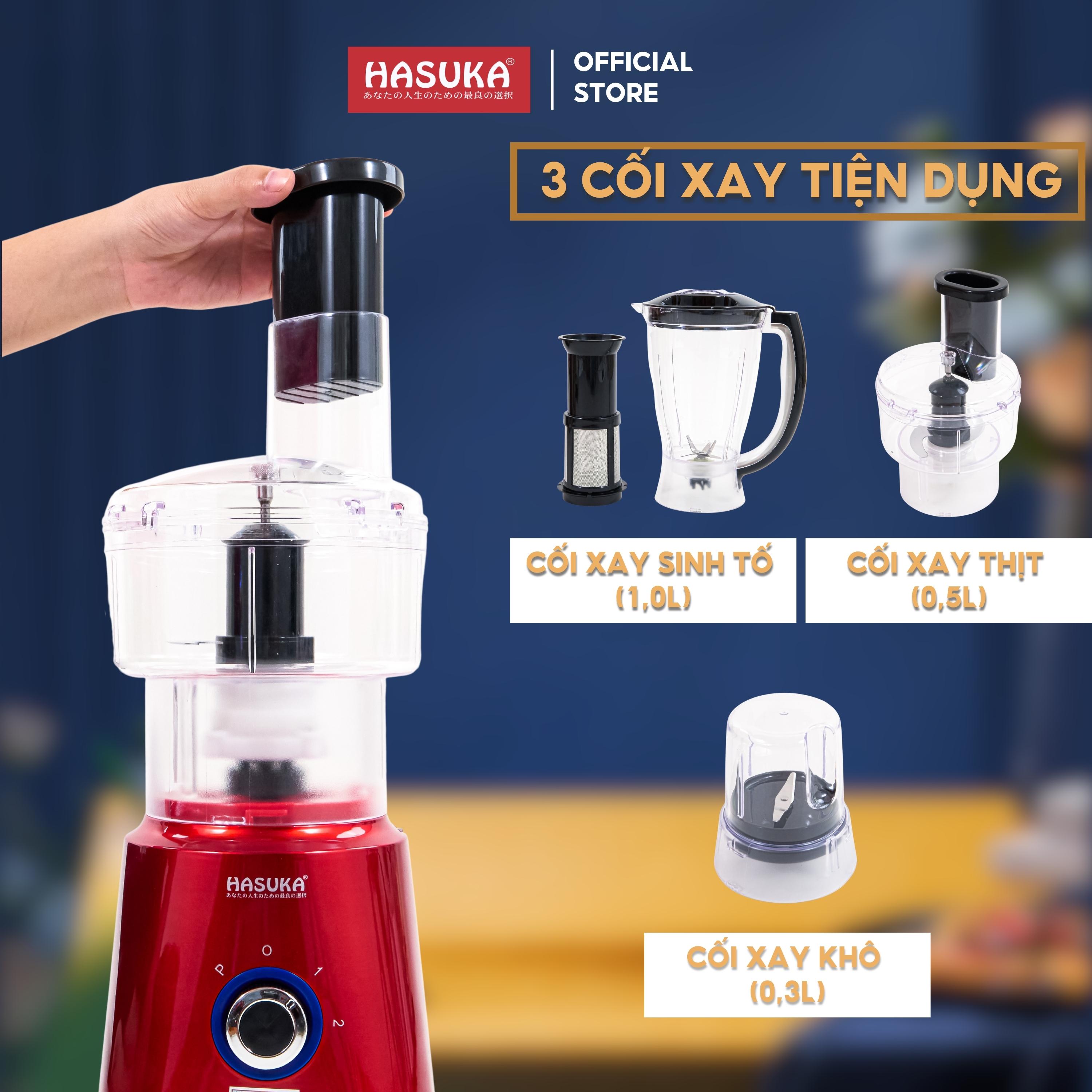 Máy xay sinh tố HASUKA HSK-798 công suất 350W, 3 cối xay tiện dụng, dễ dàng vệ sinh - Hàng chính hãng (Bảo hành 12 tháng)