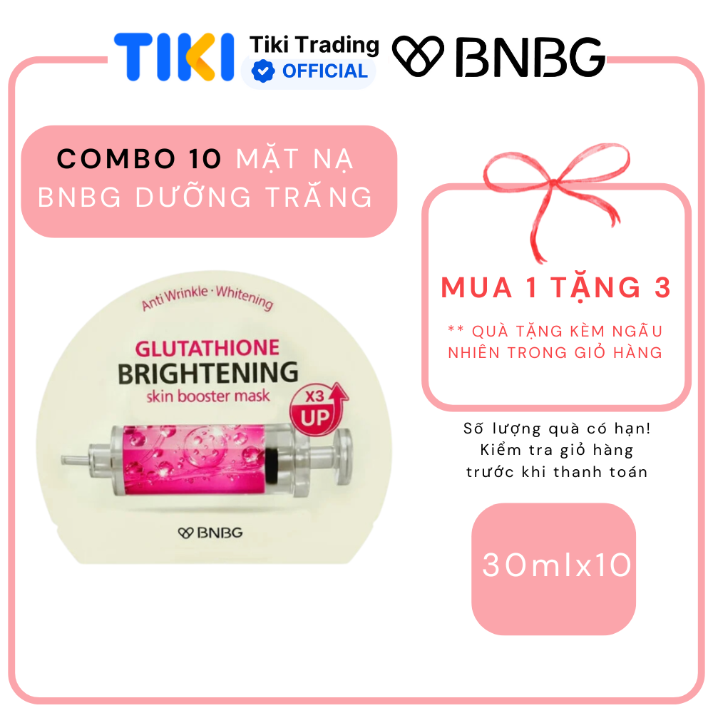 COMBO 10 MẶT NẠ DƯỠNG TRẮNG BNBG GLUTATHIONE BRIGHTENING SKINBOOSTER MASK 30MLX10