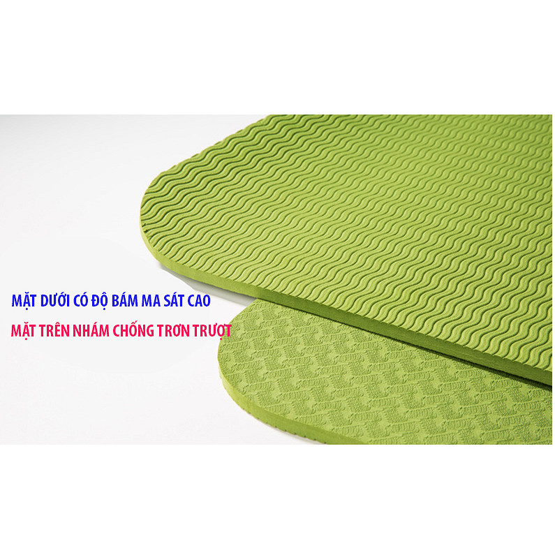 Thảm tập yoga TPE 1 lớp 8mm (Xanh lá) + Tặng túi đựng thảm và dây buộc thảm