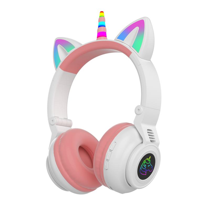 Hoạt Hình Kỳ Lân Bluetooth Tai Nghe 5.0 Bé Gái Con Gái Nhạc Stereo Tai Nghe Không Dây Máy Tính Điện Thoại Tai Nghe Trẻ Em Tặng Kèm Mic