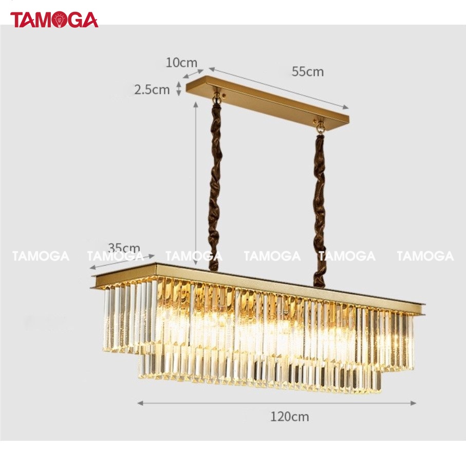 Đèn treo trần trang trí phòng khách pha lê TAMOGA REVAS 1526 + Tặng kèm bóng led