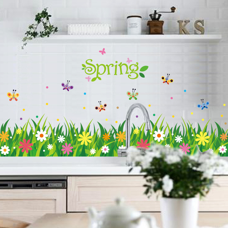 Decal dán chân tường Cỏ mùa xuân Spring