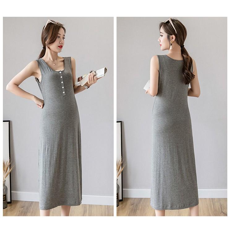 Váy Bầu Đầm Bầu Xinh Thun Trơn A1740