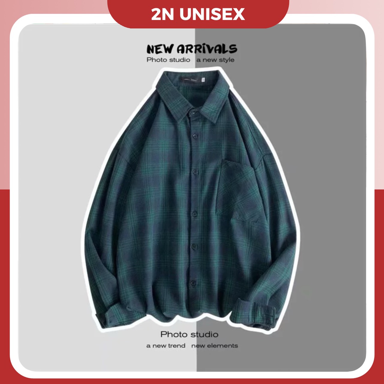 Áo sơ mi khoác ngoài form rộng unisex - Áo sơ mi nam nữ oversize sọc caro số 21